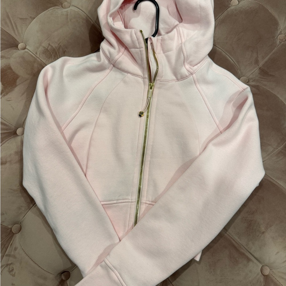 Lululemon Athletica Scuba Pink Hoodie with Gold Zipper